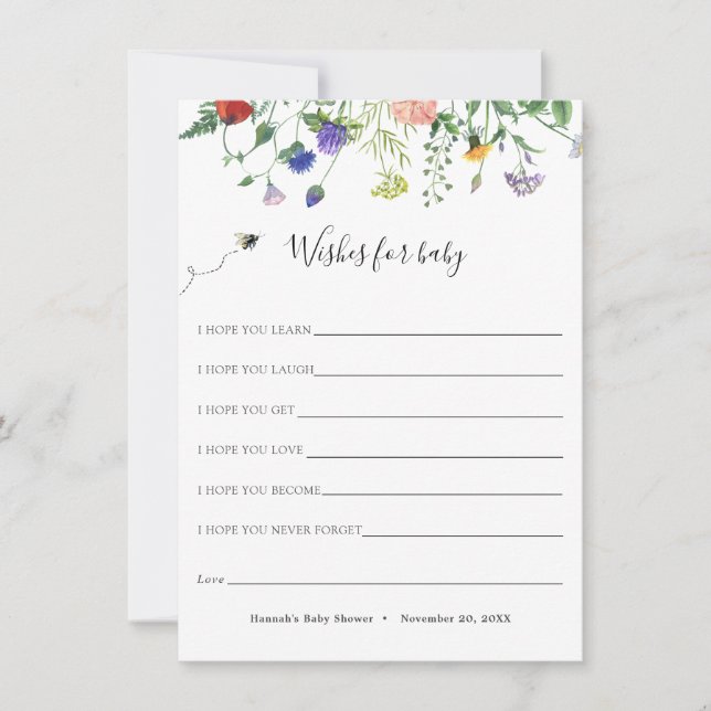 Flor selvagem e desejo de abelha para cartão de be (Frente)