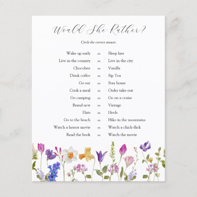 Flor Selvagem Irá Ela Preferencialmente Jogo (Frente)