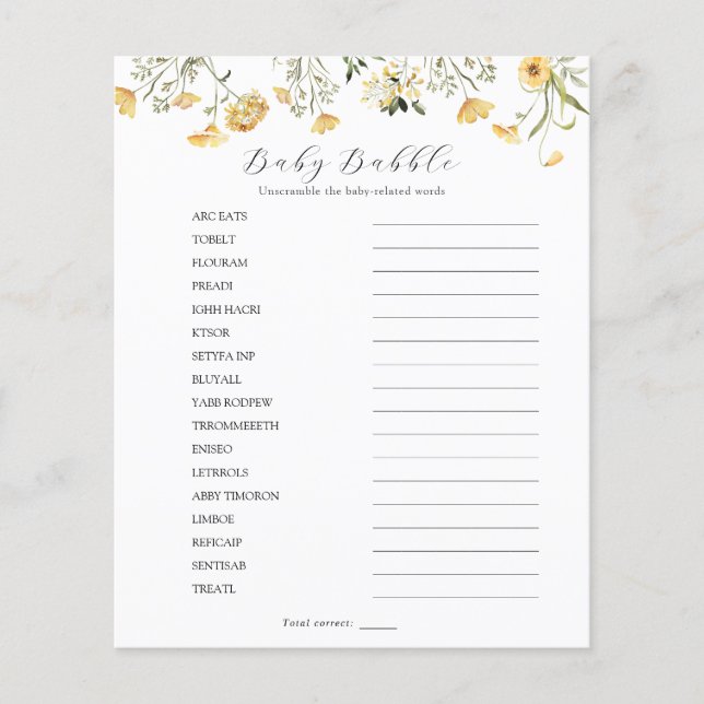 Flor Silvestre Amarela Delicada Balbucio de Bebê C (Frente)