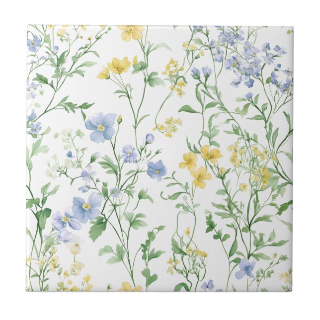 Flor Silvestre Aquarela Azul (Frente)