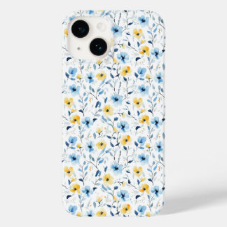 Flor Silvestre Aquarela Azul Amarelo