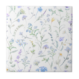 Flor Silvestre Aquarela Roxo Azul
