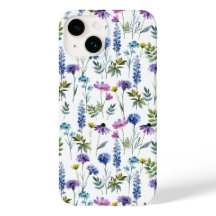 Flor Silvestre Aquarela Roxo Azul