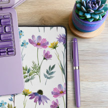 Flor Silvestre Aquarela Roxo Azul