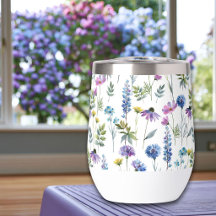 Flor Silvestre Aquarela Roxo Azul