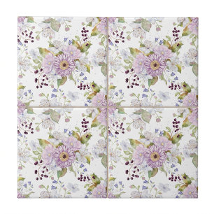 Flor Silvestre de Aquarela Rosa Branco Roxo