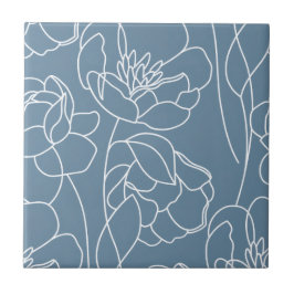 Flor Silvestre Moderna Azul Branco