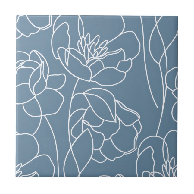 Flor Silvestre Moderna Azul Branco (Frente)
