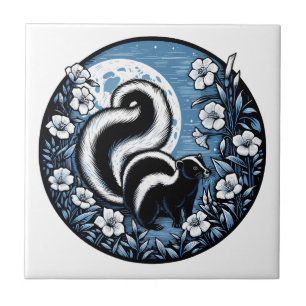 Flor Skunk Trabalho de arte Skunks Floral