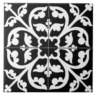 Flor Trevo Floral Abstrato Preto & Branco
