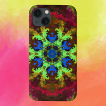 Flor Verde Azul e Vermelho, Flor Mandala Psicodéli