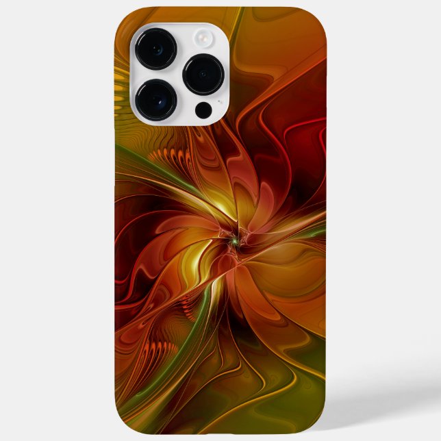 Flor verde-laranja-abstrato Vermelho Castanho-Cast (Verso)