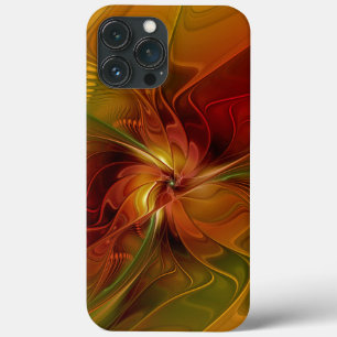 Flor verde-laranja-abstrato Vermelho Castanho-Cast
