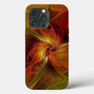 Flor verde-laranja-abstrato Vermelho Castanho-Cast