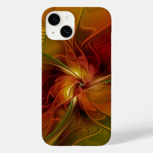 Flor verde-laranja-abstrato Vermelho Castanho-Cast