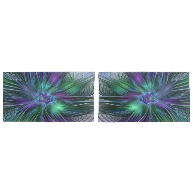 Flor Verde Roxo Moderna Abstrato de Arte Fractal (Frente - conjunto)