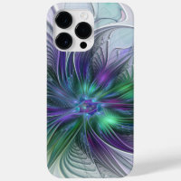 Flor Verde Roxo Moderna Abstrato de Arte Fractal