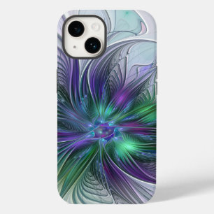 Flor Verde Roxo Moderna Abstrato de Arte Fractal