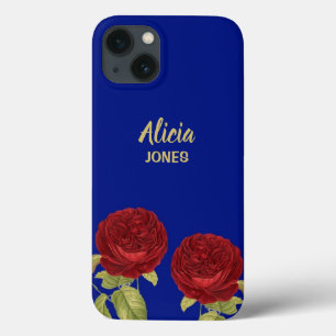 Flor vermelha e folhas azuis