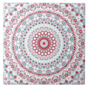 Flor Vermelha e Turquesa Design Mandala