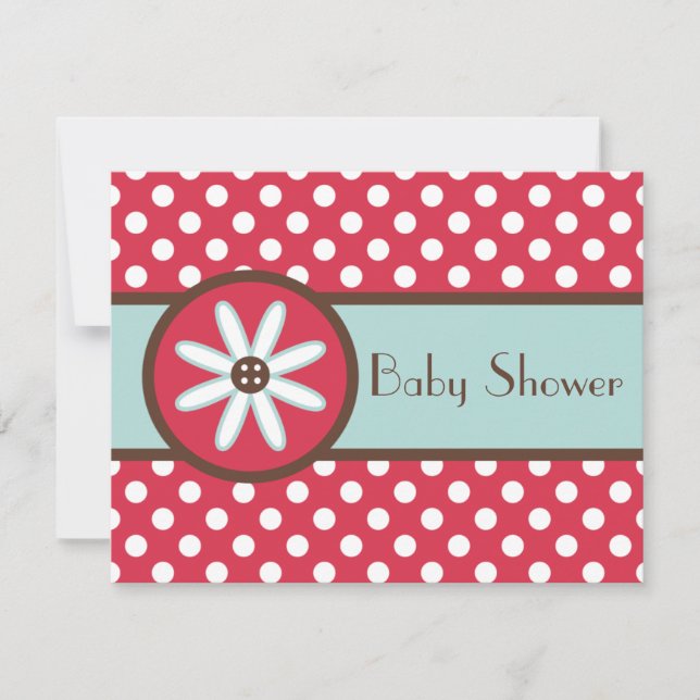 Flor Vermelha Negra Flor Bebê Convites para Chuvei (Frente)