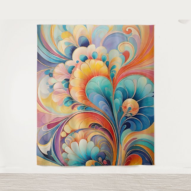 Flora 3 Pastel Floral Tapeçaria (Frente)