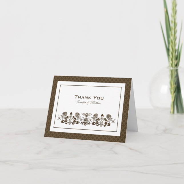 Flora Bee Cartões de agradecimentos com Nome (Frente)