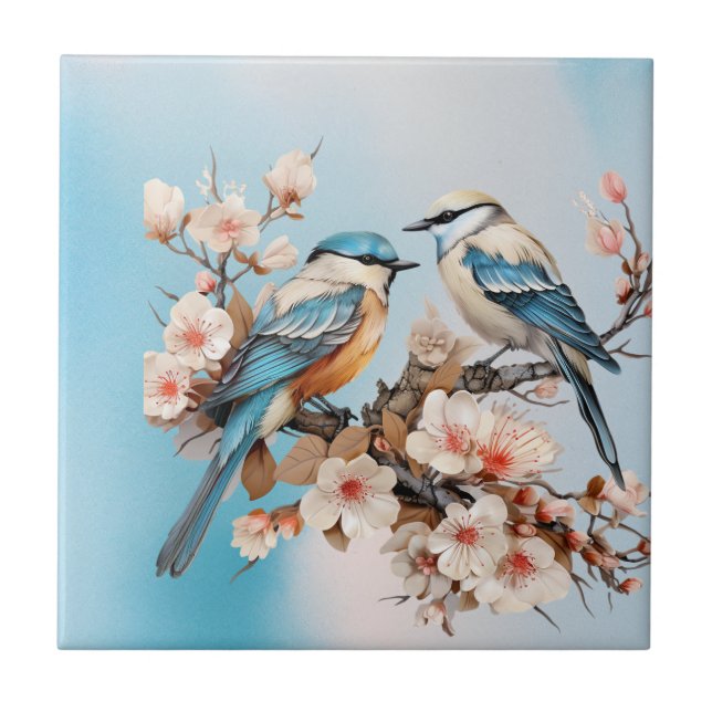 Flora e Fauna Vintage Azul Claro Azul (Frente)