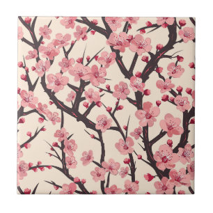 Floração Rosa Sakura Japonesa Ramo Escuro Creme