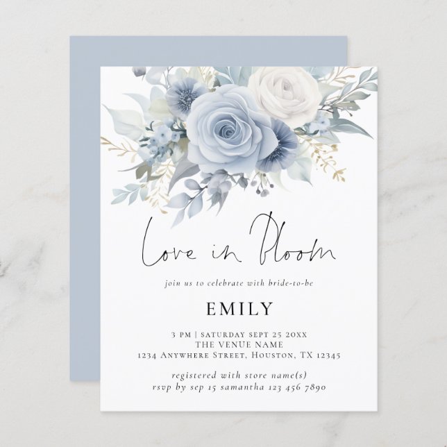 Florais Azuis de Orçamento Adoráveis em Chá de pan (Frente/Verso)