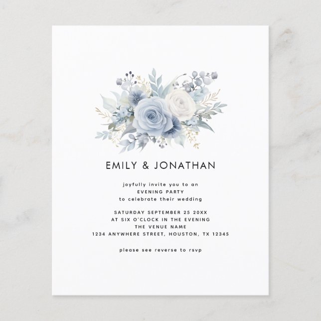 Florais Azuis do Orçamento Festa de Casamento QR (Frente)