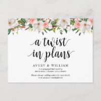 Florais Blush Branco, Convite De Casamento Adiado