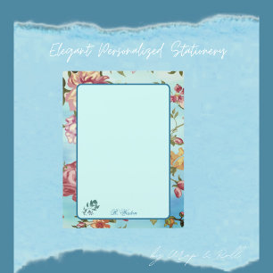 Florais cor-de-rosa em azul personalizado