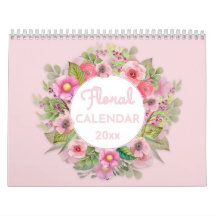 Florais de Aquarela com Calendário de Cotações de