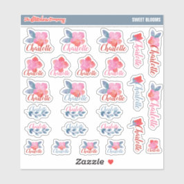 Florais de Aquarela Etiquetas de Nome Personalizad