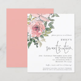 Florais de Blush de Orçamento 16 Doces Convite