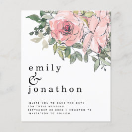 Florais De Blush De Orçamento Salvem A Data