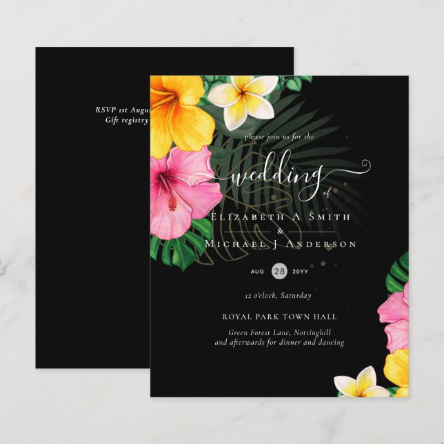 Florais de Casamento de Praia Tropical de Paraíso  (Frente/Verso)