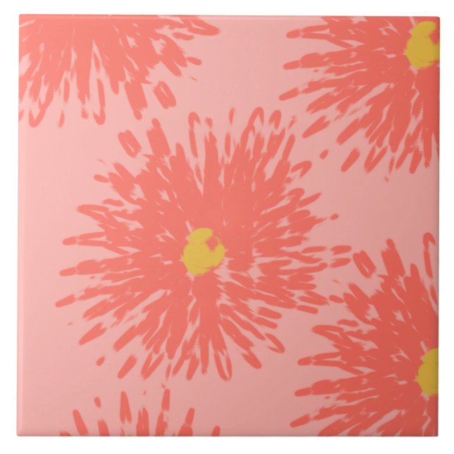 Florais de Cravo Coral Abstrato (Frente)