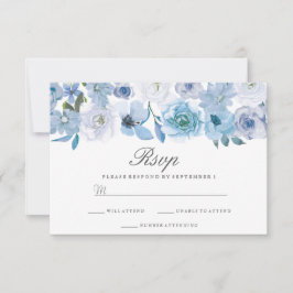 Florais de inverno: RSVP de Casamento Branco Azul 