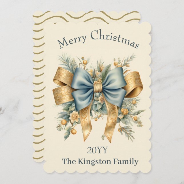 Florais de Natal com Arco Feliz Cartão de Natal (Frente/Verso)