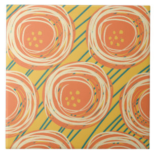 Florais de Papoula Laranja Negrito Abstratos