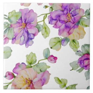 Florais em aquarela roxo rosa elegante