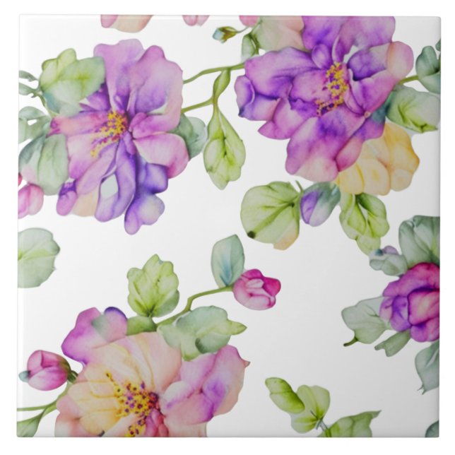 Florais em aquarela roxo rosa elegante (Frente)