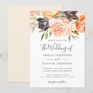 Florais Por Aquarela Convite De Casamento