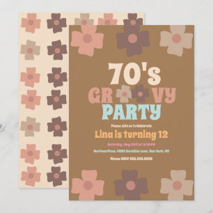 Florais Retrô Groovy Convite de Aniversário Boêmio
