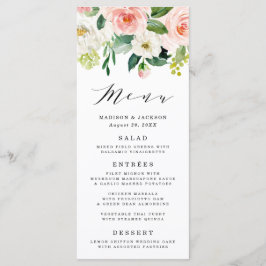 Florais Rosados | Cartão de Menu de Casamento