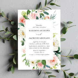 Florais Rosados | Convite de Casamento com Moldura