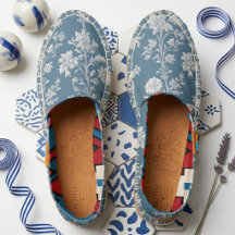 Florais Rústicos Country em Azul Herança Toile Fra