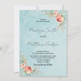 Florais sobre Convites para Casamento de Tema Verd